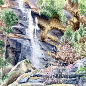 watercolour painting, watercolor painting, Calgary art collector, Himalaya waterfall,, Alberta art, Calgarian Artist.