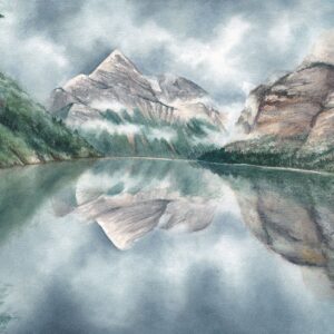 Painting of Kinney Lake and Whitehorn Mountain