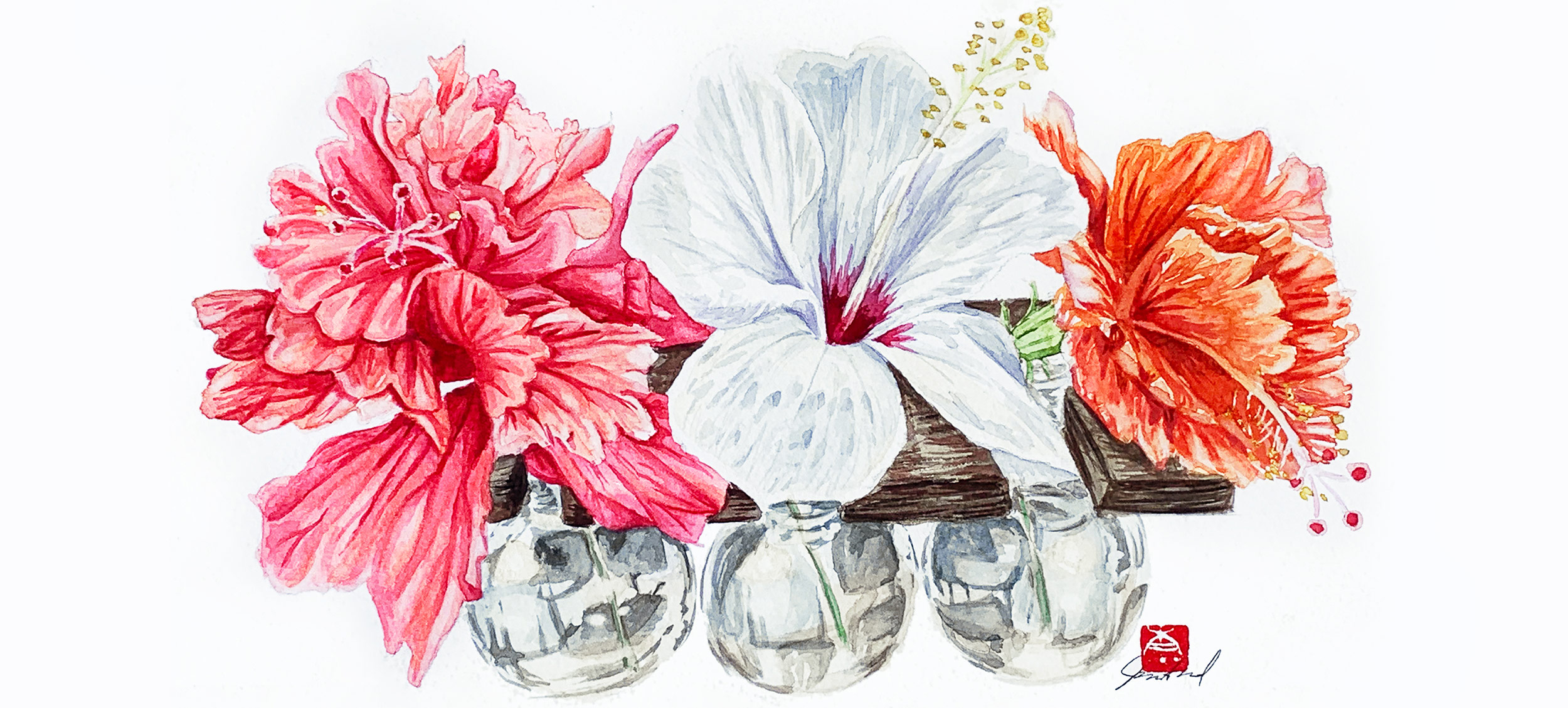watercolour painting, watercolor painting, Calgary art collector, jungle painting, floral watercolor, brunei, borneo, hibiscus, Alberta art, Calgarian Artist.
