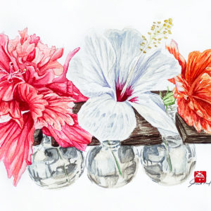 watercolour painting, watercolor painting, Calgary art collector, jungle painting, floral watercolor, brunei, borneo, hibiscus, Alberta art, Calgarian Artist.