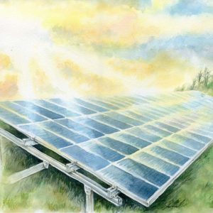 watercolour painting, watercolor painting, Calgary art collector, solar panel painting, Alberta art, Calgarian Artist.