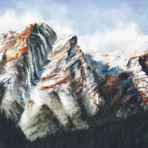 watercolour painting, watercolor painting, Calgary art collector, Rocky Mountain art, skiing art, Alberta art, Calgarian Artist.